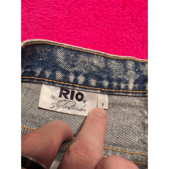 Vintage Rio by Stephen Mardon Acid Wash High Waist Jeans Junior Size 7 80s - Picture 5 of 10